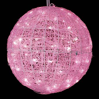 DILI-61116 耐水45cm100球広角型LEDピンクグロー立体ボール（常点灯/パワーコード/コネクター/付）  