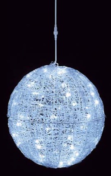 DILI-61067 耐水45cm100球広角型LEDホワイトグロー立体ボール（常点灯/パワーコード/コネクター/付）  