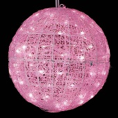 DILI-61118 耐水20cm40球広角型LEDピンクグロー立体ボール（常点灯/パワーコード/コネクター/付）  