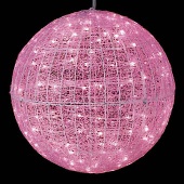 DILI-61116 耐水45cm100球広角型LEDピンクグロー立体ボール（常点灯/パワーコード/コネクター/付）  
