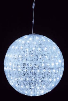 DILI-61066 耐水80cm240球広角型LEDホワイトグロー立体ボール（常点灯/パワーコード/コネクター/付） 