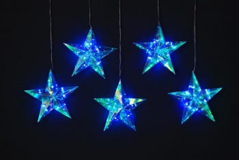 KT-3880　APPスマートLED5連スターカーテンライト/クリスマスイルミネーション販売ショップ