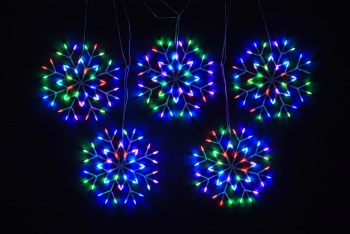 KT-3860　APPスマートLED5連スノーフレイクカーテンライト/クリスマスイルミネーション販売ショップ